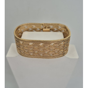 Bracelet maille plate modèle manchette or jaune - Bijou Vintage
