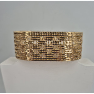 Bracelet maille plate modèle manchette or jaune - Bijou Vintage