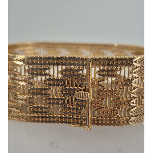 Bracelet maille plate modèle manchette or jaune - Bijou Vintage