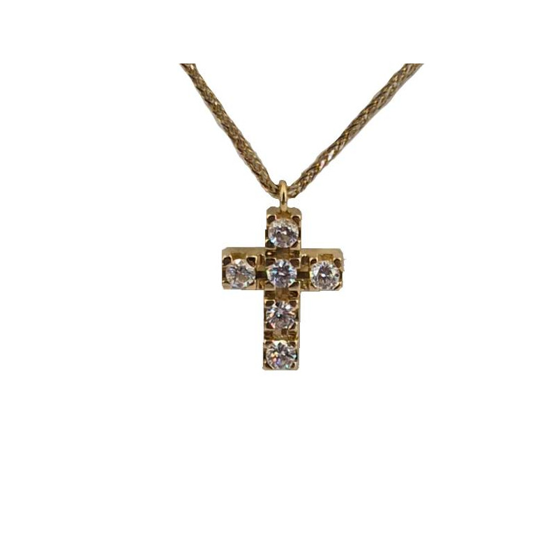 Collier avec croix brillants or jaune 45 cm - Bijou Vintage