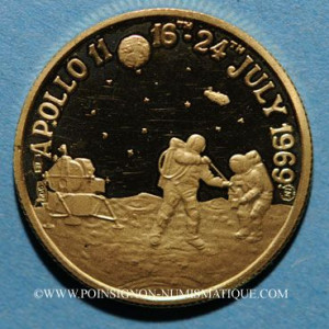 Pendentif pièce Apollo II or jaune  - Bijou Vintage