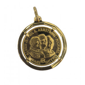 Pendentif pièce Apollo II or jaune  - Bijou Vintage