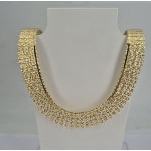 Collier maille à frange  or jaune 43.5 cm - Bijou Vintage