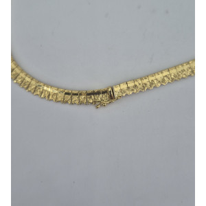 Collier maille à frange  or jaune 43.5 cm - Bijou Vintage