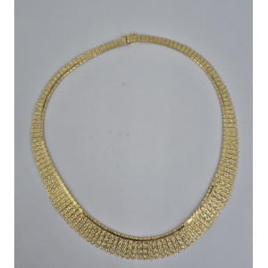 Collier maille à frange  or jaune 43.5 cm - Bijou Vintage