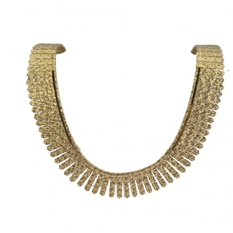 Collier maille à frange  or jaune 43.5 cm - Bijou Vintage