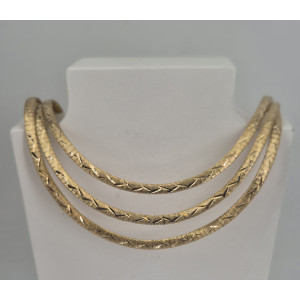 Collier triple chute maille style oméga or jaune - Bijou Vintage