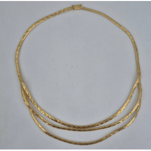 Collier triple chute maille style oméga or jaune - Bijou Vintage