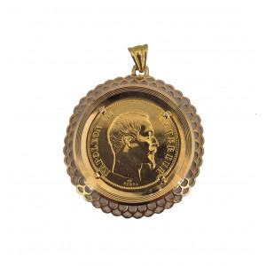 Pendentif pièce Napoléon III or jaune  - Bijou Vintage