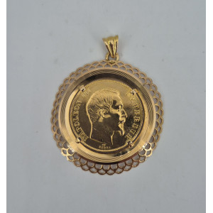 Pendentif pièce Napoléon III or jaune  - Bijou Vintage