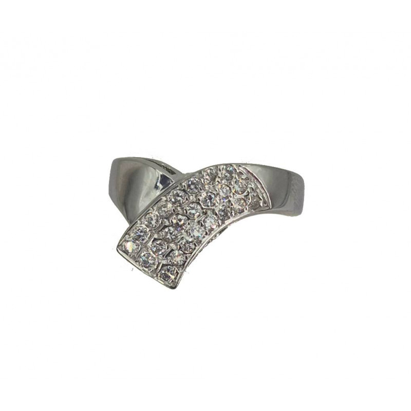 Bague  ruban brillants 0.30 carat or blanc - Bijou Vintage