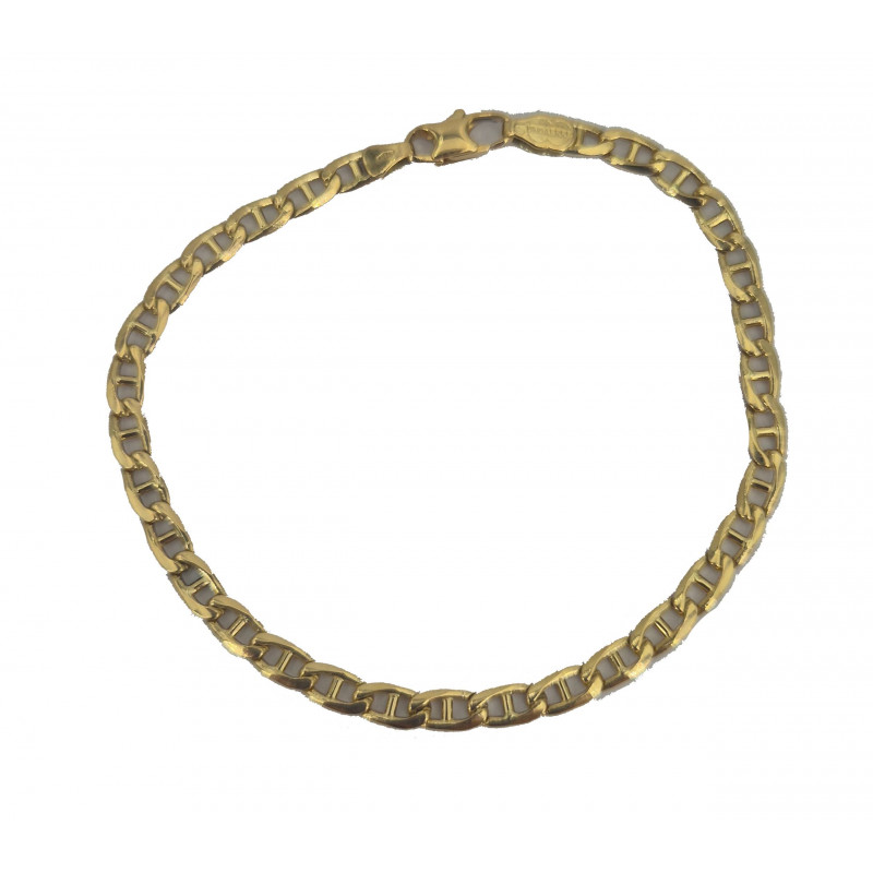 Bracelet maille barrée fantaisie 22 cm or jaune   - Bijou Vintage