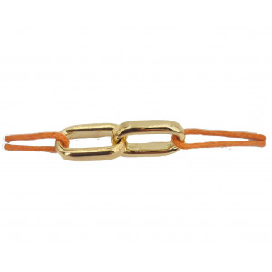 Bracelet 2 maillons ovale sur cordon or jaune - Bijou Vintage