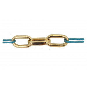 Bracelet 3 maillons ovale sur cordon or jaune - Bijou Vintage