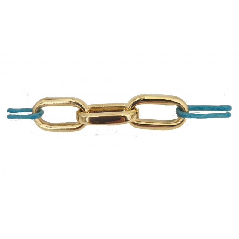 Bracelet 3 maillons ovale sur cordon or jaune - Bijou Vintage