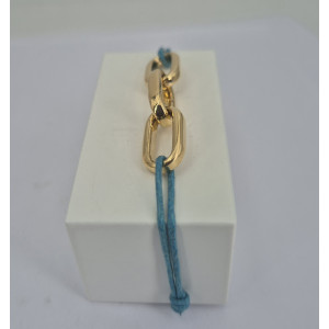 Bracelet 3 maillons ovale sur cordon or jaune - Bijou Vintage