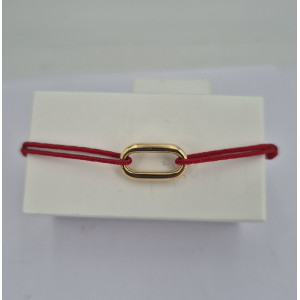 Bracelet 1 maillon ovale sur cordon or jaune - Bijou Vintage