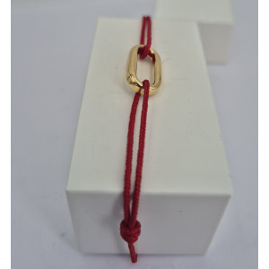 Bracelet 1 maillon ovale sur cordon or jaune - Bijou Vintage
