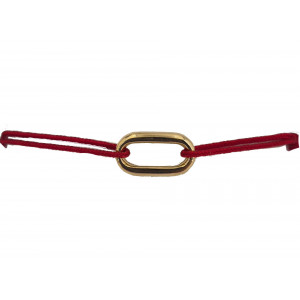 Bracelet 1 maillon ovale sur cordon or jaune - Bijou Vintage