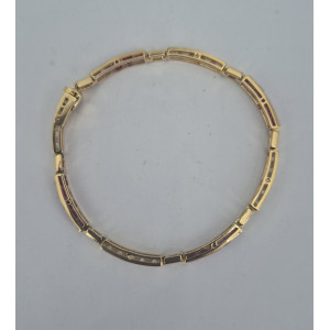 Bracelet brillants 2 carats et rubis 2 carats  or jaune - Bijou Vintage