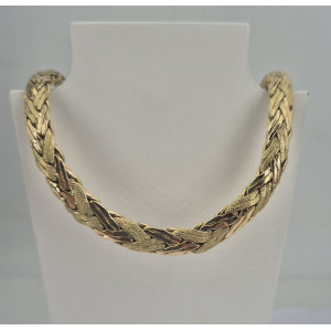 Collier maille épis en chute or jaune 45 cm - Bijou Vintage