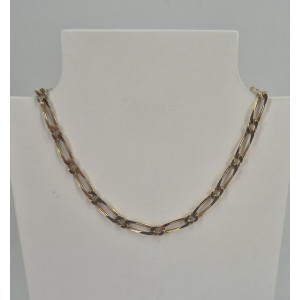 Collier maille alternée  52 cm or jaune - Bijou Vintage