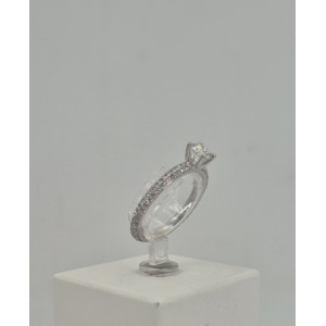 Bague solitaire accompagné brillants 0.40 +0.22  or blanc - Bijou Vintage