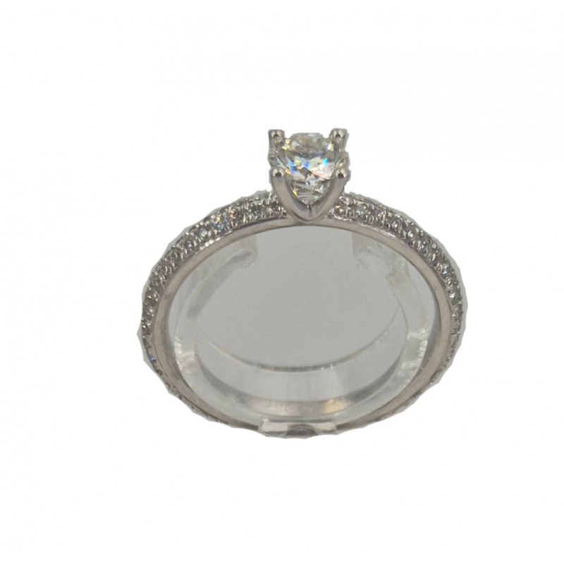 Bague solitaire accompagné brillants 0.40 +0.22  or blanc - Bijou Vintage