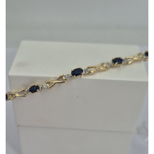 Bracelet saphir 2 carats et brillants or jaune - Bijoux vintage