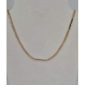 Collier maille gourmette et barrette  or jaune - Bijou Vintage