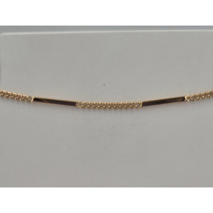 Collier maille gourmette et barrette  or jaune - Bijou Vintage