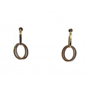 Boucles d'oreilles pendantes bicolore or jaune et blanc  - Bijou Vintage