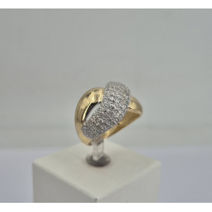 Bague ruban croisé pavage diamants or jaune - Bijou Vintage