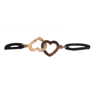 Bracelet COEURS enlacés DINH VAN sur cordon or rose - Bijou Vintage
