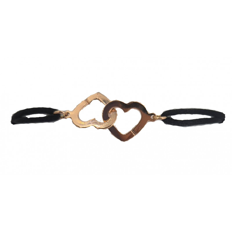 Bracelet COEURS enlacés DINH VAN sur cordon or rose - Bijou Vintage