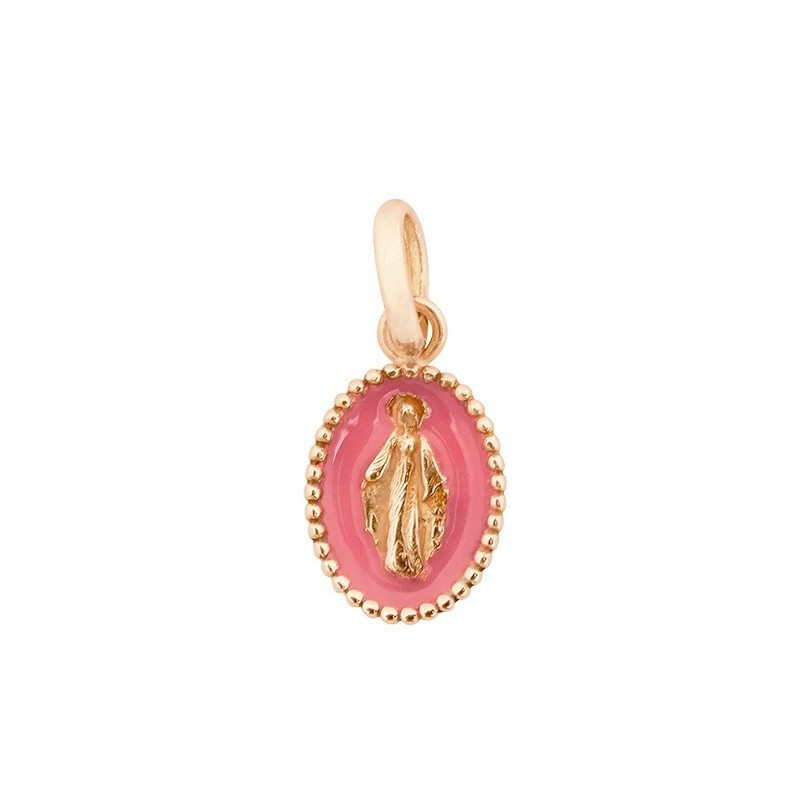 Pendentif Gigi Clozeau Madone or rose résine rose